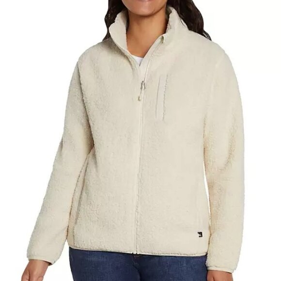 NWT! Eddie Bauer Cozy & Stylish Full-Zip Ivory Fleece Jacket. - Picture 1 of 2